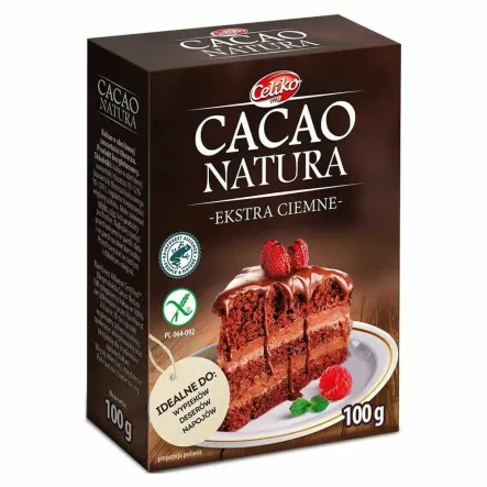 Kakao Naturalne Ekstra Ciemne Bezglutenowe 100 g - Celiko