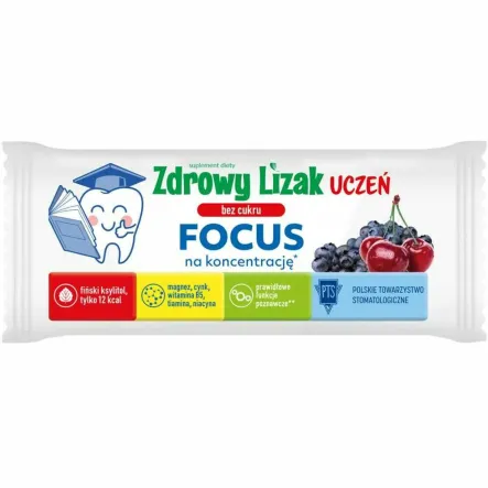 Zdrowy Lizak UCZEŃ FOCUS o Smaku Jagody z Wiśnią 6 g - Starpharma