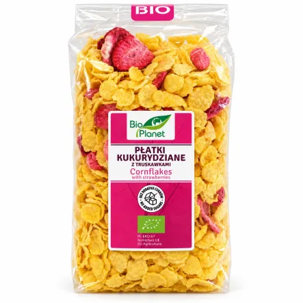 Płatki Kukurydziane z Truskawkami Bez Dodatku Cukrów BIO 250 g - Bio Planet