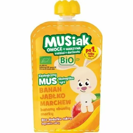 Mus Owocowo - Warzywny BIO (Banan, Jabłko, Marchew) 100 g - Musiak