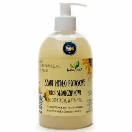 Szare Mydło Potasowe 100% Słonecznikowe 500 ml - NaturAnna