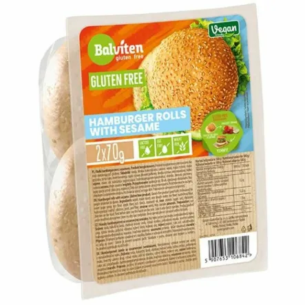 Bułki Hamburgerowe z Sezamem Bezglutenowe 140 g (2 x 70 g) - Balviten