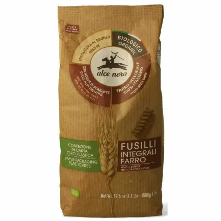 Makaron Razowy z Płaskurki Fusilli Bio 500 g - Alce Nero