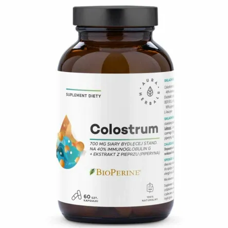 Colostrum 700 mg+ BioPerine 60 Kapsułek - Aura Herbals