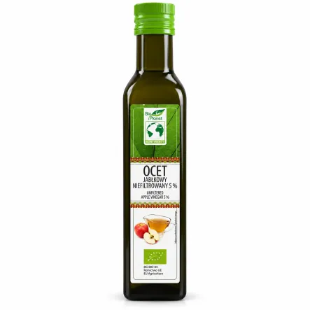 Ocet Jabłkowy Niefiltrowany Niepasteryzowany BIO 5% 250 ml - Bio Planet