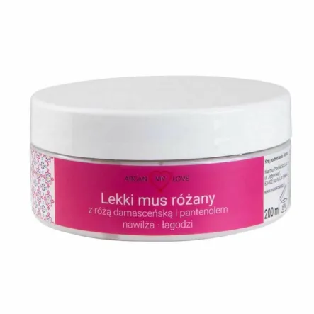 Krem do Ciała Lekki Mus Różany Łagodzący 200 ml - Argan My Love