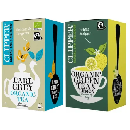 Herbata Czarna Earl Grey Fair Trade Bio 40 g (20x 2 g) - Clipper + Herbata Zielona z Cytryną Fair Trade Bio 40 g (20x 2 g) - Clipper