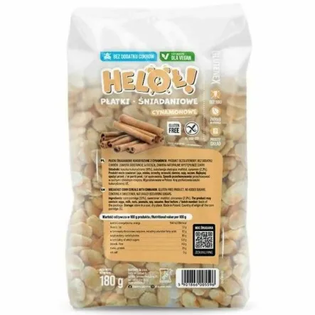 Płatki Cynamonowe Bezglutenowe Bez Dodatku Cukru 180 g - Heloł! (data: 05.09.2026)