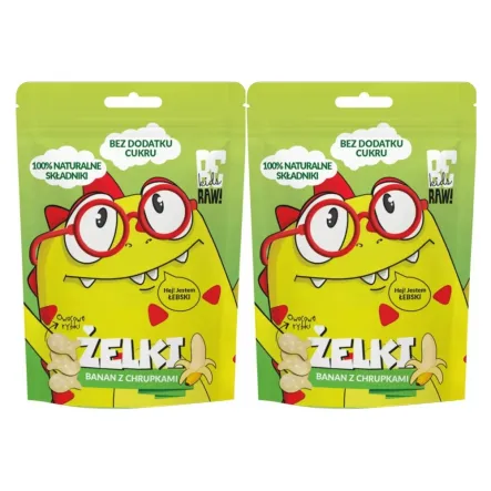 2 x BeRaw Kids Żelki Banan z Chrupkami Ryżowymi Bez Dodatku Cukru 35 g - Purella