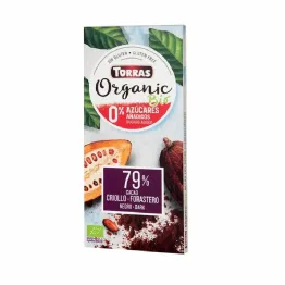 Czekolada Ekologiczna Gorzka 79% Kakao Bez Dodatku Cukru z erytrytolem 100 g - Torras