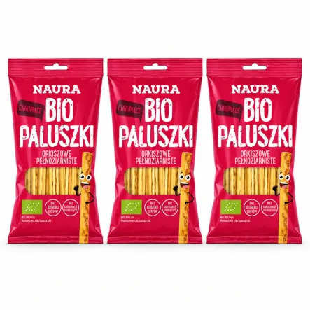 3 x Paluszki Orkiszowe Pełnoziarniste Bio 45 g - Naura