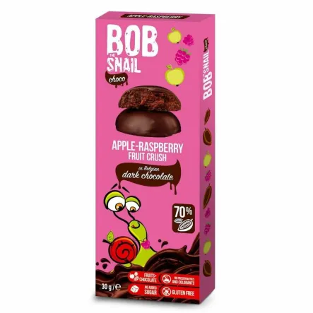Przekąska Jabłkowo - Malinowa w Ciemnej Belgijskiej Czekoladzie 30 g - Bob Snail
