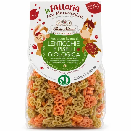 Makaron dla Dzieci Zwierzęta z Soczewicy, Groszku i Ryżu Bezglutenowy BIO 250 g - Pasta Natura