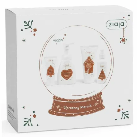 Zestaw Świąteczny KORZENNY PIERNIK (Żel pod Prysznic 160 ml + Pianka do Mycia 250 ml+ Krem do Rąk 50 ml+ Mgiełka do Ciała 100 ml) - Ziaja