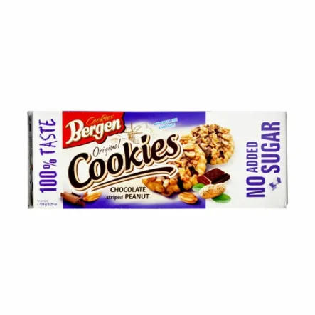 Ciasteczka Chocolate Striped Peanut Bez Dodatku Cukru 150 g - Bergen 
