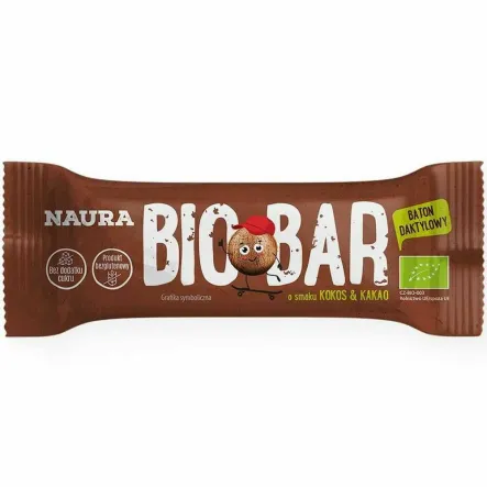 Baton Daktylowy Kakao and  Kokos Bez Dodatku Cukru Bezglutenowy Bio 35 g - Naura