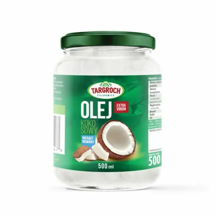 Olej Kokosowy Nierafinowany 500 ml Zimnotłoczony Zapachowy Surowy Virgin - Targroch
