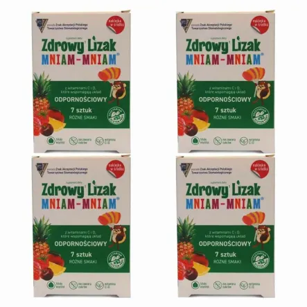 4 x Zdrowy Lizak Mniam - Mniam Odporność 7 Sztuk - Starpharma
