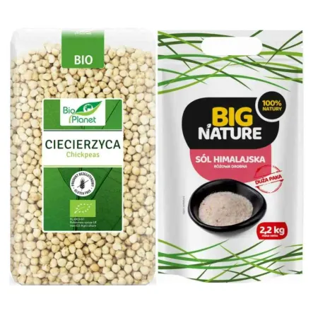 Ciecierzyca Bezglutenowa Bio 1 kg - Bio Planet + Sól Himalajska Różowa Drobna 2,2 kg - Big Nature