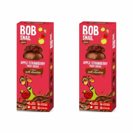2 x Przekąska Jabłkowo-Truskawkowa w Mlecznej Czekoladzie 30 g - Bob Snail