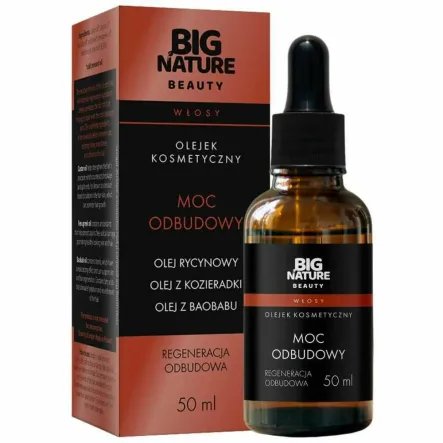 Olejek Kosmetyczny Moc Odbudowy do Włosów (Olej Rycynowy, Olej z Kozieradki, Olej z Baobabu) 50 ml - Big Nature Beauty