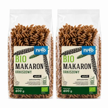 2 x Makaron Pełnoziarnisty Orkiszowy Spirelli Bio 400 g - Niro