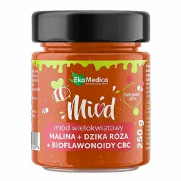 Miód Wielokwiatowy Malina, Dzika Róża, Bioflawonoidy CBC 250 g - EkaMedica