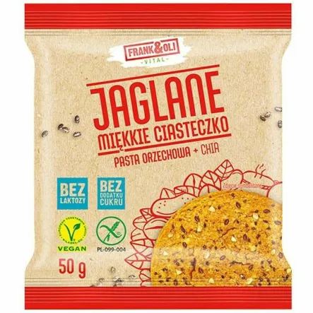 Ciasteczko Jaglane Pasta Orzechowa+ Chia Bezglutenowe Bez Dodatku Cukru 50 g - Frank and  Oli