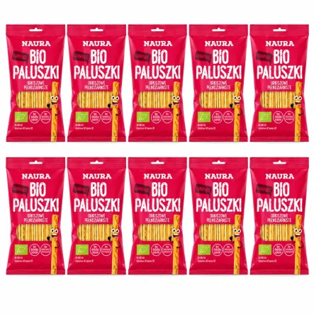 10 x Paluszki Orkiszowe Pełnoziarniste Bio 45 g - Naura