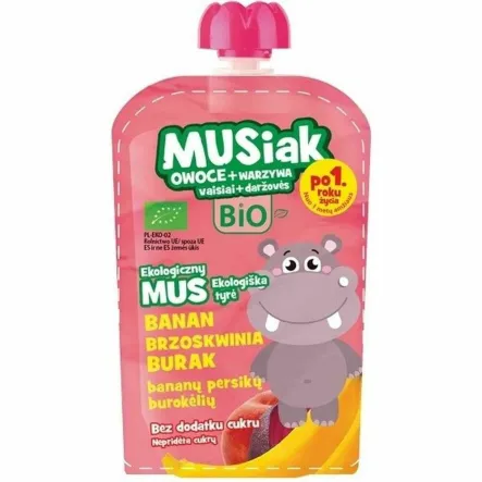Mus Owocowo - Warzywny BIO (Banan, Brzoskwinia, Burak) 100 g - Musiak
