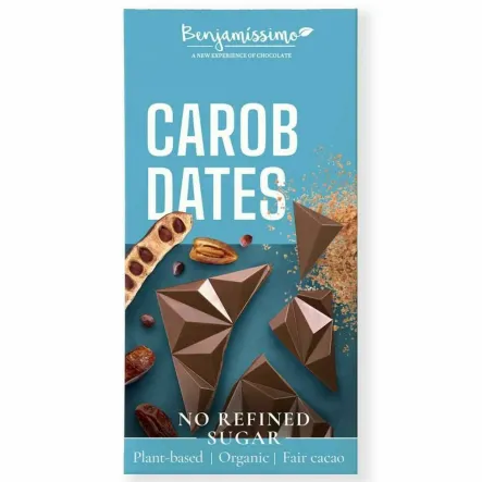 Tabliczka Kakaowa Karob - Daktyle Bezglutenowa Bio 60 g - Benjamissimo