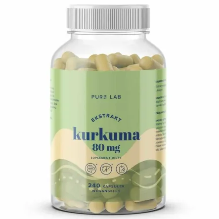 Kurkuma Ekstrakt 80 mg  240 Kapsułek Wegańskich - Pure Lab (data: 18.01.2026)