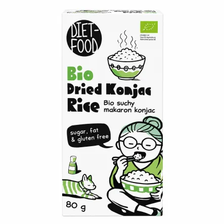 Suchy Makaron Shirataki Konjac w Kształcie Ryżu BIO Bez Dodatku Cukru 80 g Diet-Food